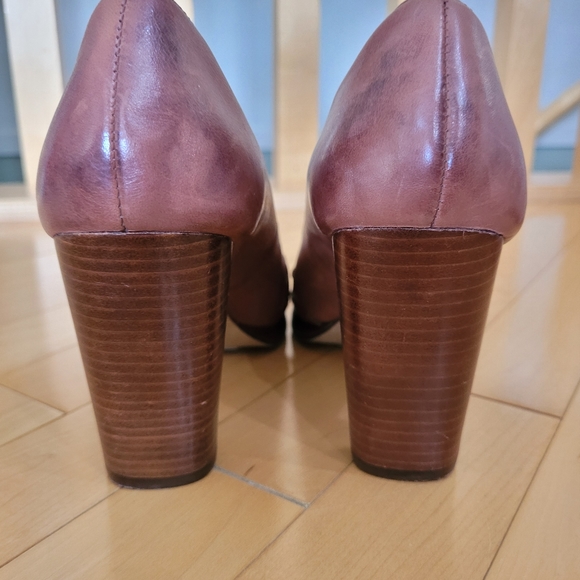 Open Toe Heels Dark Brown Leather with Chunky block heel size 8.5 - Picture 7 of 11